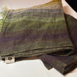 Linneri 100% Linen Striped Wrap Scarf 20” x 64”
